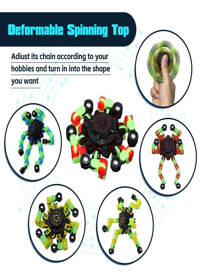 estardaa 8Pcs Fidget Spinners Glow in The Dark, Fingertip Gyro DIY Deformable Robot Funny Sensory Fidget Toys Decompression Spinner Birthday Gifts Classroom Prizes Party Favors for Kids Adults - Image 5